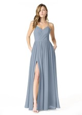 Azazie Cora Dress Blue Size A16 A-Line Chiffon Slit Prom Bridesmaid Formal Gown