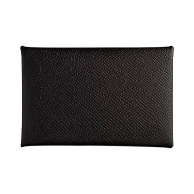 Hermes Calvi Card Holder Epsom & Palladium Noir H044164CK89 Authentic Genuine