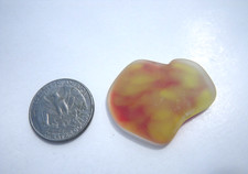 Sea Glass, Heart Shaped Yellow and Red with White Backing