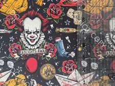 Custom 100 Cotton Woven Fabric It Pennywise Horror Movie By The 1/4 Yard 9x56