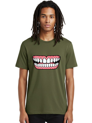 Smiling-Mouth Mens Graphic Tee, 100% Cotton, Casual Summer Wear