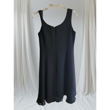 KS Little Black Dress Size 6P Sleeveless Lined Knee Back Zipper Ruffle Goth Y2k