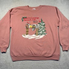 Vintage 90s Hanes Season's Greetings Newark DE Sweatshirt XL Christmas USA Made