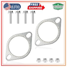 2PCS 2.5 Inch Exhaust Gasket Kit with 4 Bolts 2 Bolt Flange Gasket Replacement