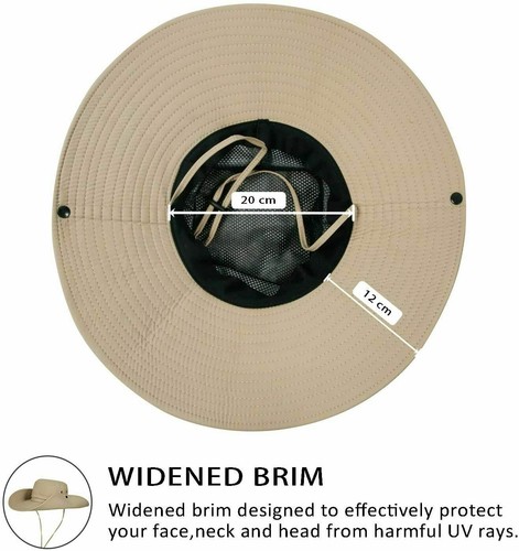 Herren breite Krempe Boonie Hut Schirm Outdoor Wandern Angeln Sonnenschutz UPF50+ - Bild 8 von 17