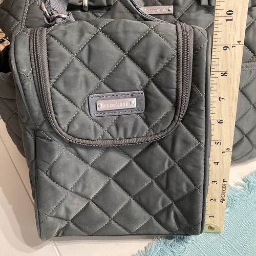 Storksak Bobby Nylon Quilted Diaper Bag Crossbody Tote Bag | Changing Pad | Gray - Picture 17 of 24