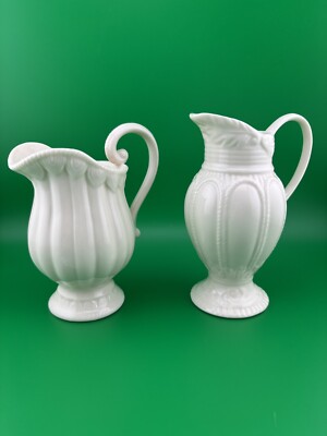 Pair of Thatcham Creamware Individual Milk Creamers Fine Porcelain 4.25 -4.5 