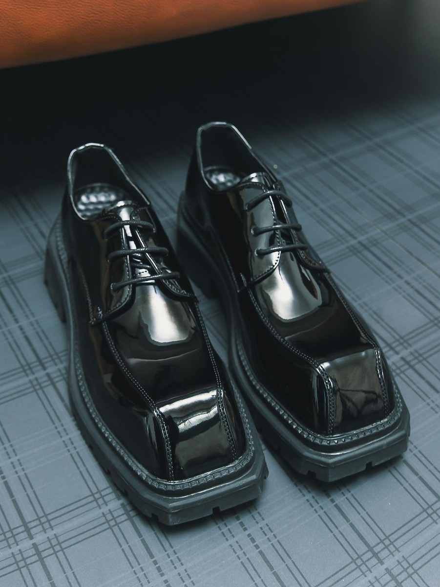 【paperplanes】★GADAE★SUIT SHOES SQUARE TO DERBY SHOES Men Square Toe Platform Dress Business Lace Up British Derby