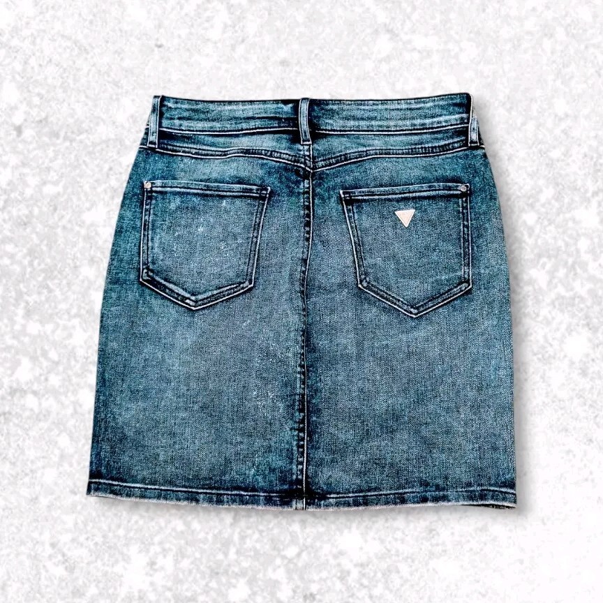 Guess Y2k Distressed Low-rise Acid Wash Denim Jean Skirt Womens - Main Image