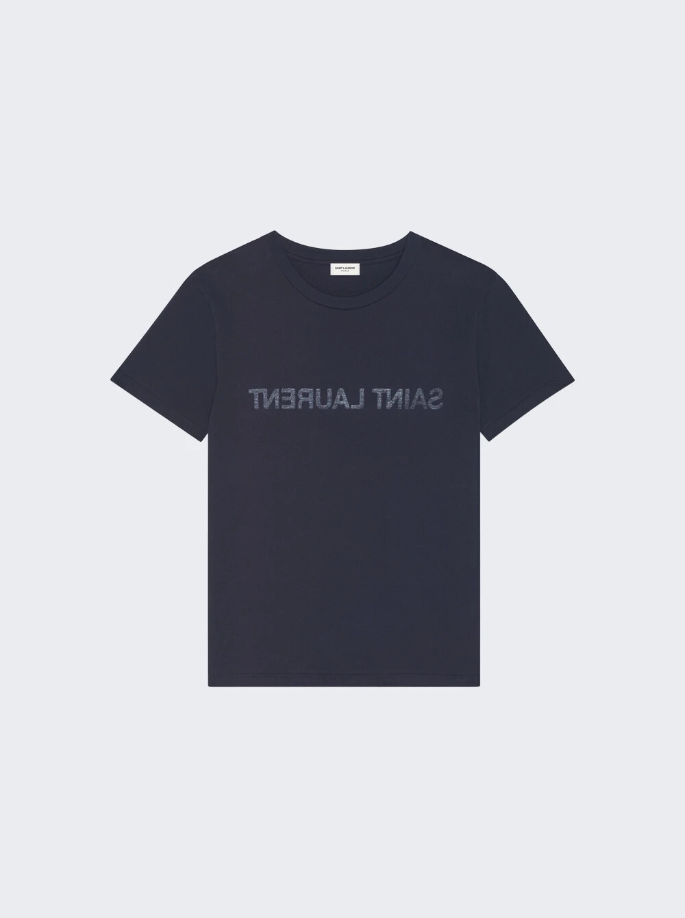 T shirt Saint Laurent $620 con logo inverso marina e naturale XXL