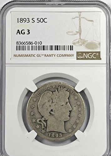 1893-S Barber Half Dollar : NGC AG03