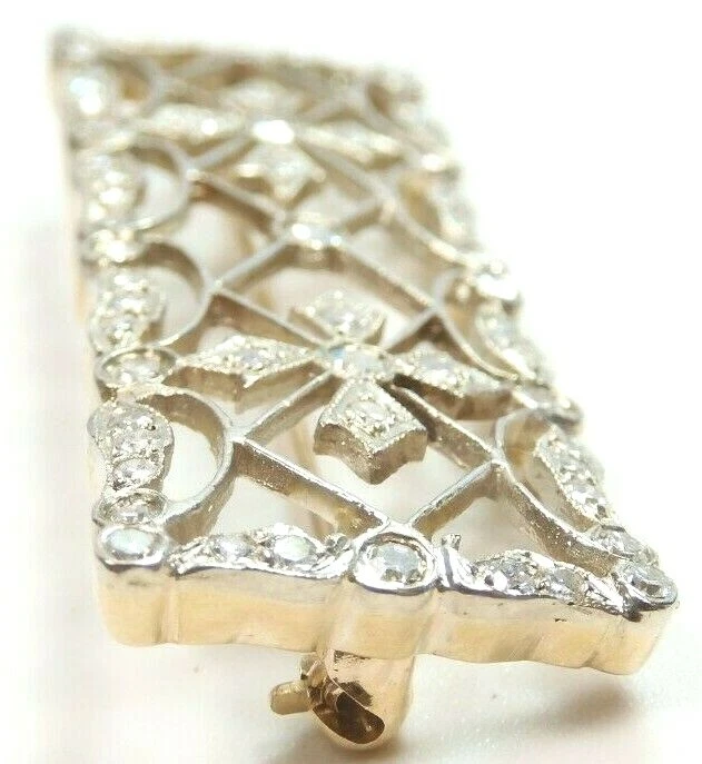 Broche broche diamante antiguo Art Deco años 20 13KY/W EGL EE. UU. 1,37 QUILATES E-F VS1-VS2 Foto 2 de 4