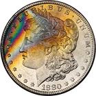1880-S $1 Morgan Dollar NGC MS64 Star🌟 -- Incredible Bright Rainbow Toning