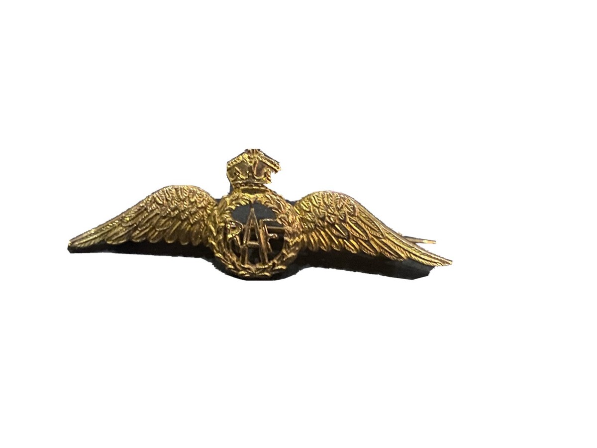 GBイギリス軍/英軍＊ＲＡＦ/空軍＊９Ｋ金製パイロットＷＩＮＧブローチ（実物） GBイギリス軍/英軍＊RAF/空軍＊9K金製パイロットWING