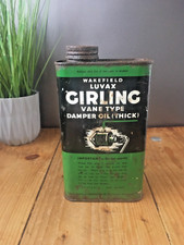 VINTAGE 50'S WAKEFIELD LUVAX GIRLING DAMPER VANE OIL CAN TIN PROP GARAGE DISPLAY