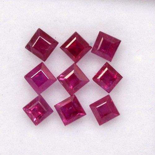 1.36 Cts Natural Ruby Square Cut 2.50 mm Lot 12 Pcs Calibrated Loose Gemstones - Picture 3 of 4