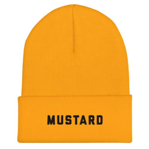 MUSTARD Cuffed Beanie Hat Cap cute funny foodie burger dijon honey chef skater - Picture 1 of 1