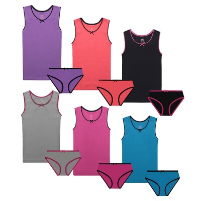 Buyless Fashion Girls Underwear Set Tagless Cami Tank and Panties Soft Cotton