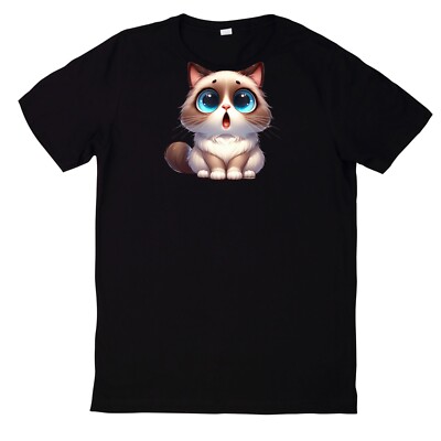 T-Shirt Lustige überraschte Katzen Motiv Baumwolle