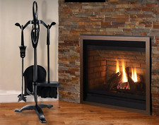 Companion Set Fire Place Fireside Tools Black Hearth Poker Brush Stand Tongs Kit