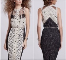 Anthropologie Beguile By Byron Lars Sz 2 Pink & Navy Lasercut Sheath Dress