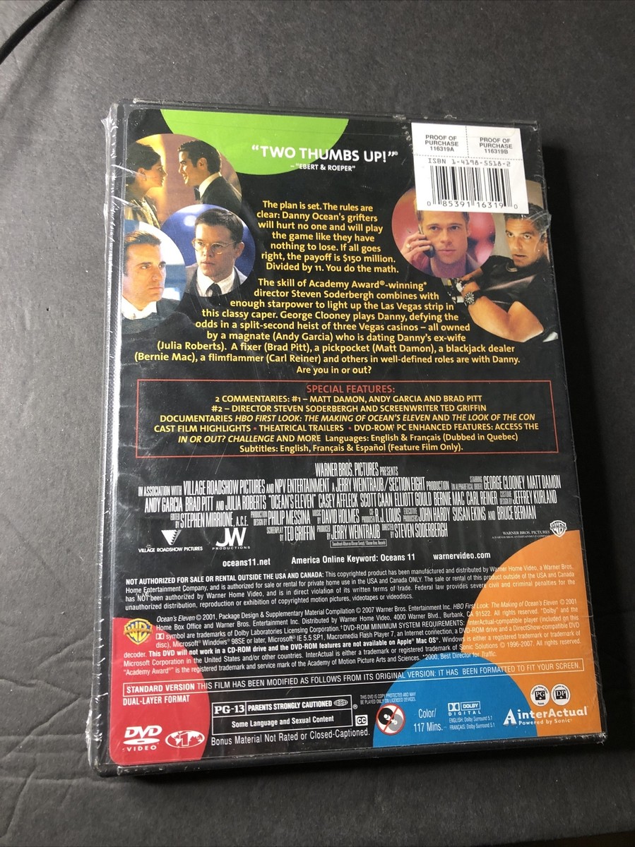 OCEANS 11 DVD GEORGE CLOONEY JULIA ROBERTS BRAD PITT, BRAND NEW | eBay