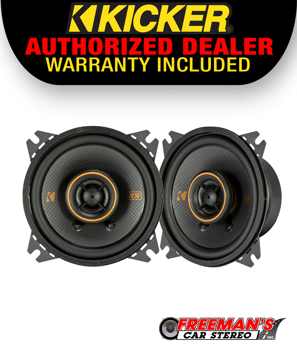Kicker 51KSC404, KS Series 4" 2-Way 4 Ohm Coaxial Speakers -