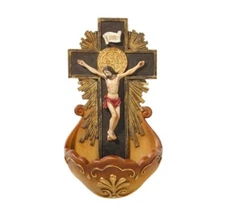 St Benedict Crucifix Holy Water Font Benditera Crucifijo San Benito Agua Bendita