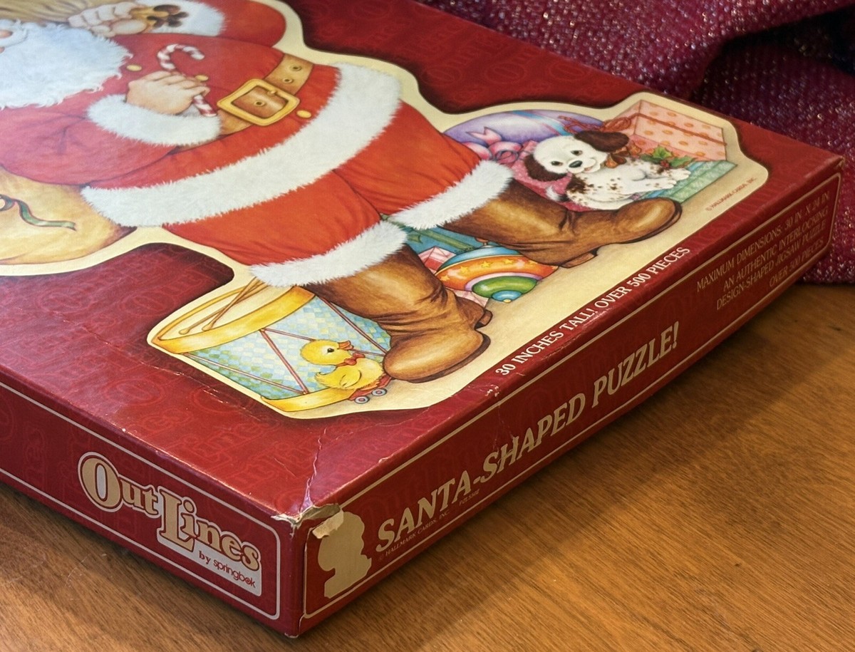1980 Santa Drum Puppy Outlines Springbok Hallmark Shaped Puzzle