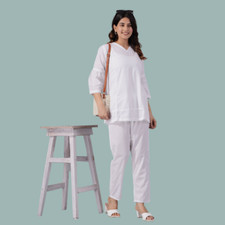 Women Co Ord Set Women Two-Piece Outfits Summer Wear Outdoor Wear White