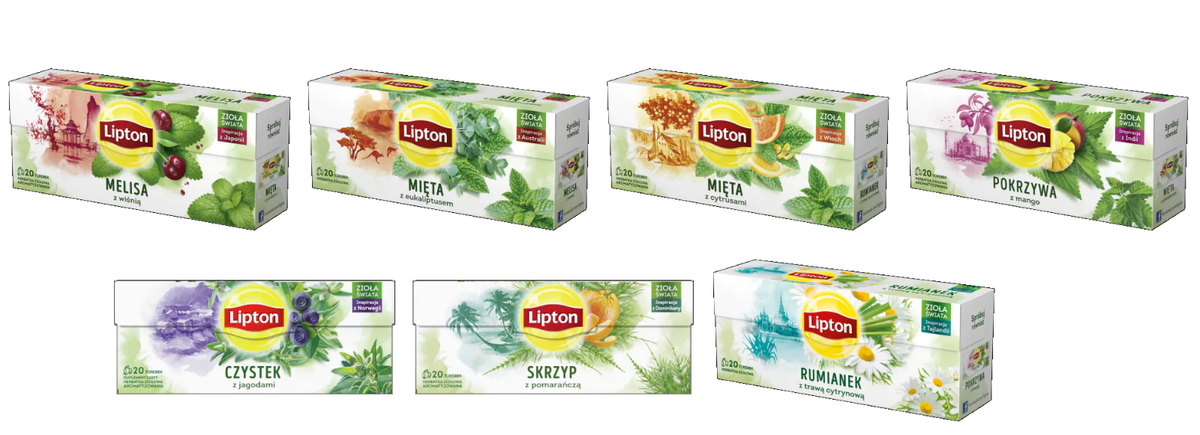 NEW LIPTON HERBAL TEA - 20 TEA BAGS - HERBS OF THE WORLD - MINT