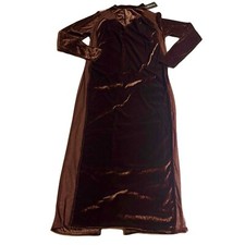 Pretty Little Thing Chocolate Velvet Maxi Dress Side Mesh Panel US size 18 NWT