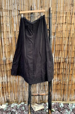 NOMADS 100% Cotton Black Embroidered Midi Boho Bohemian Goth Hippie Skirt Size M