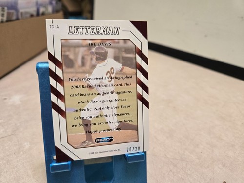 2008 Razor Letterman Numbered to /20 Ike Davis #ID Auto "A" - Picture 2 of 2