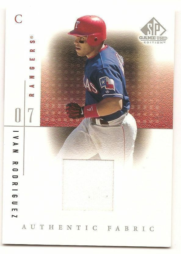 2001 SP Game-Used Edition Ivan Rodriguez Authentic Rangers Jersey Fabric IR