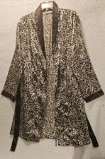 Chanteuse Cheetah Leopard Print Mid Thigh Silky Robe Medium Vintage 
