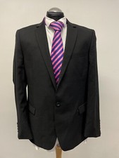 DKNY SUIT JACKET/BLAZER PURE NEW WOOL SLIM IN BLACK SIZE 44R EXC. 0306 
