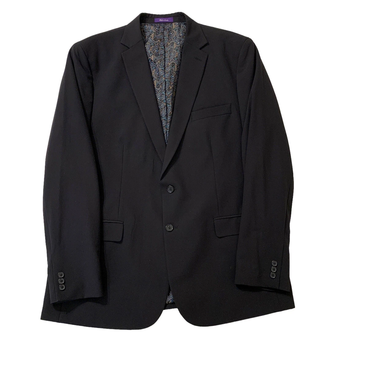 Alan Flusser Mens Blazer Sport Coat Jacket Sz 46 Large Navy Blue Mint Condition