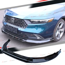 FOR 2023-25 HONDA ACCORD 11TH GEN 4PC DOUBLE DECK GLOSS BLK FRONT BUMPER LIP KIT