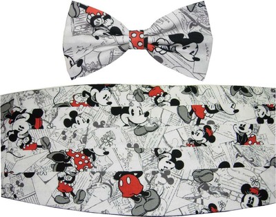 Mickey Mouse Smiley Faces Tuxedo Cummerbund and Bow Tie Set