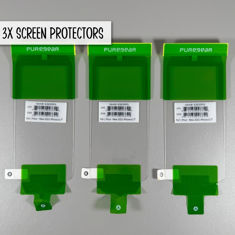 Pure Gear Screen Protectors for iPhone 13 Pro Max - 3x HD Clear Glass | 6.7" - Image 2 of 4