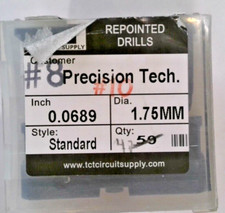 TCT REPOINTED DRILLS SLOT 1.75MM 0.0689" DIA 0.343" FLUTE LOT OF 50