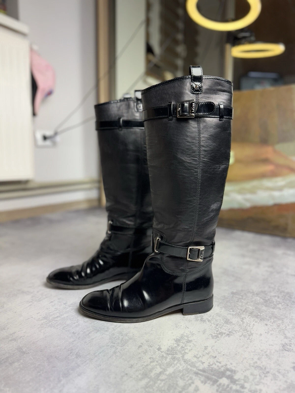 Bottes punk de combat en cuir Christian Dior by Galliano années 00 Y2K pointure : 39