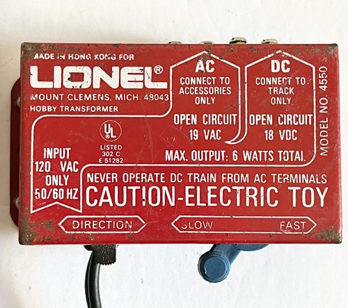 Lionel HO Hobby Train Transformer Model 4550 Output 18 VDC, 19 VAC, 6W - WORKS!! - Picture 2 of 6
