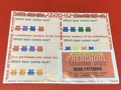 Bear Counters Pattern - Set of 6 Learning Mats / Cards - Laminated Activity