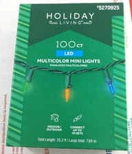 Holiday Living 100 Multicolor LED Mini String Lights Christmas w/ Green Wire NEW