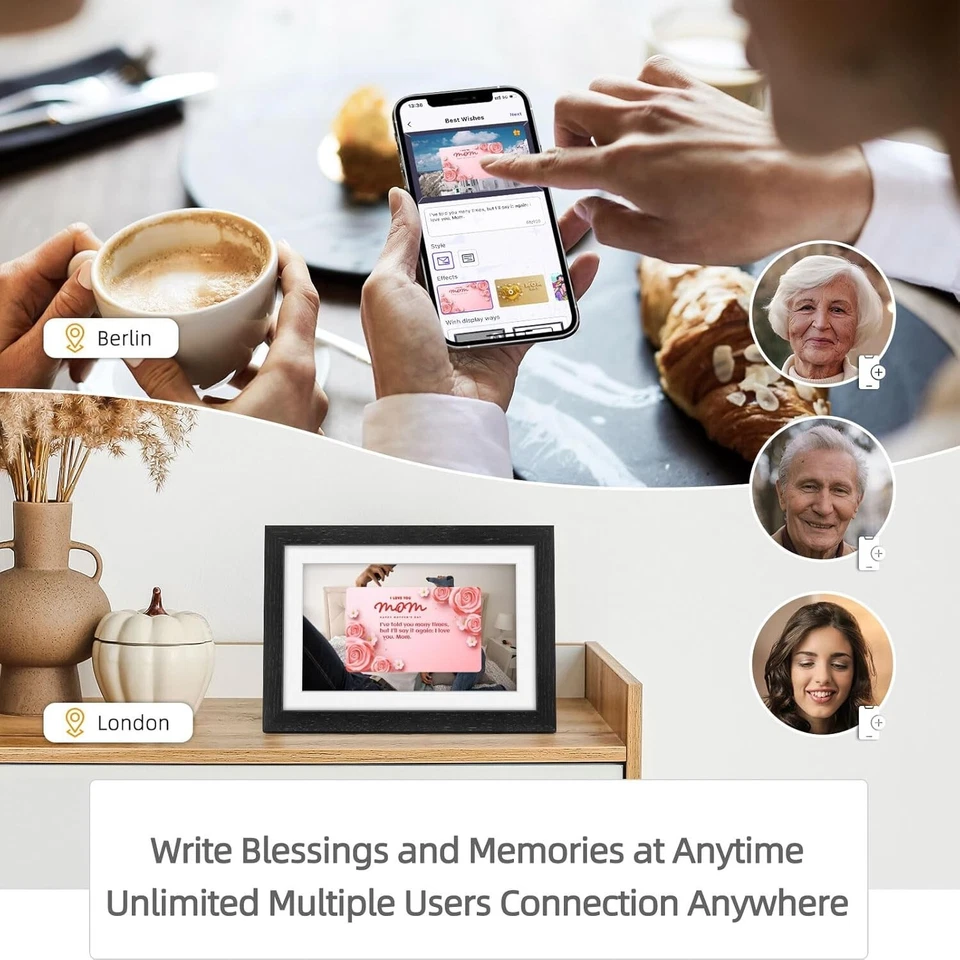 Digital Photo Frame Oak Wood: 32GB Memory 1280x800 HD Touch Screen Digital... - Image 3 of 4