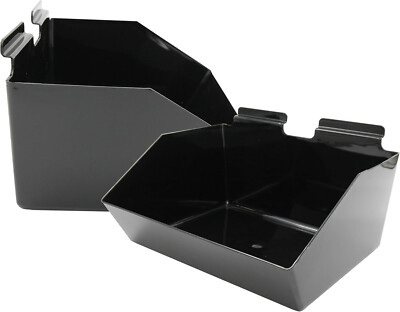 10 Slatwall Bins Dump Acrylic Black 12  x 9 ½  x 5 ½  Slat Wall Retail