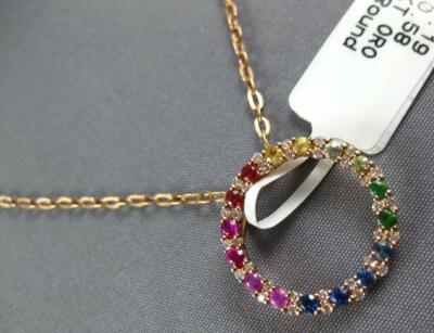 .77CT DIAMOND & AAA MULTI COLOR SAPPHIRE 14KT ROSE GOLD CIRCLE OF LIFE PENDANT