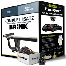 Für PEUGEOT 308 Break SW I 4E, 4H Anhängerkupplung starr +eSatz 7pol uni 08- AHK